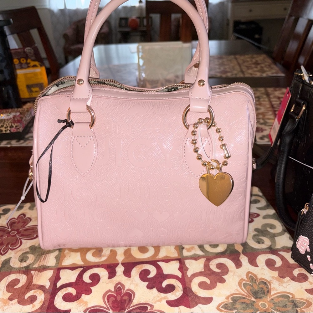 Juicy Couture Light Pink Satchel with Gold Heart Charm